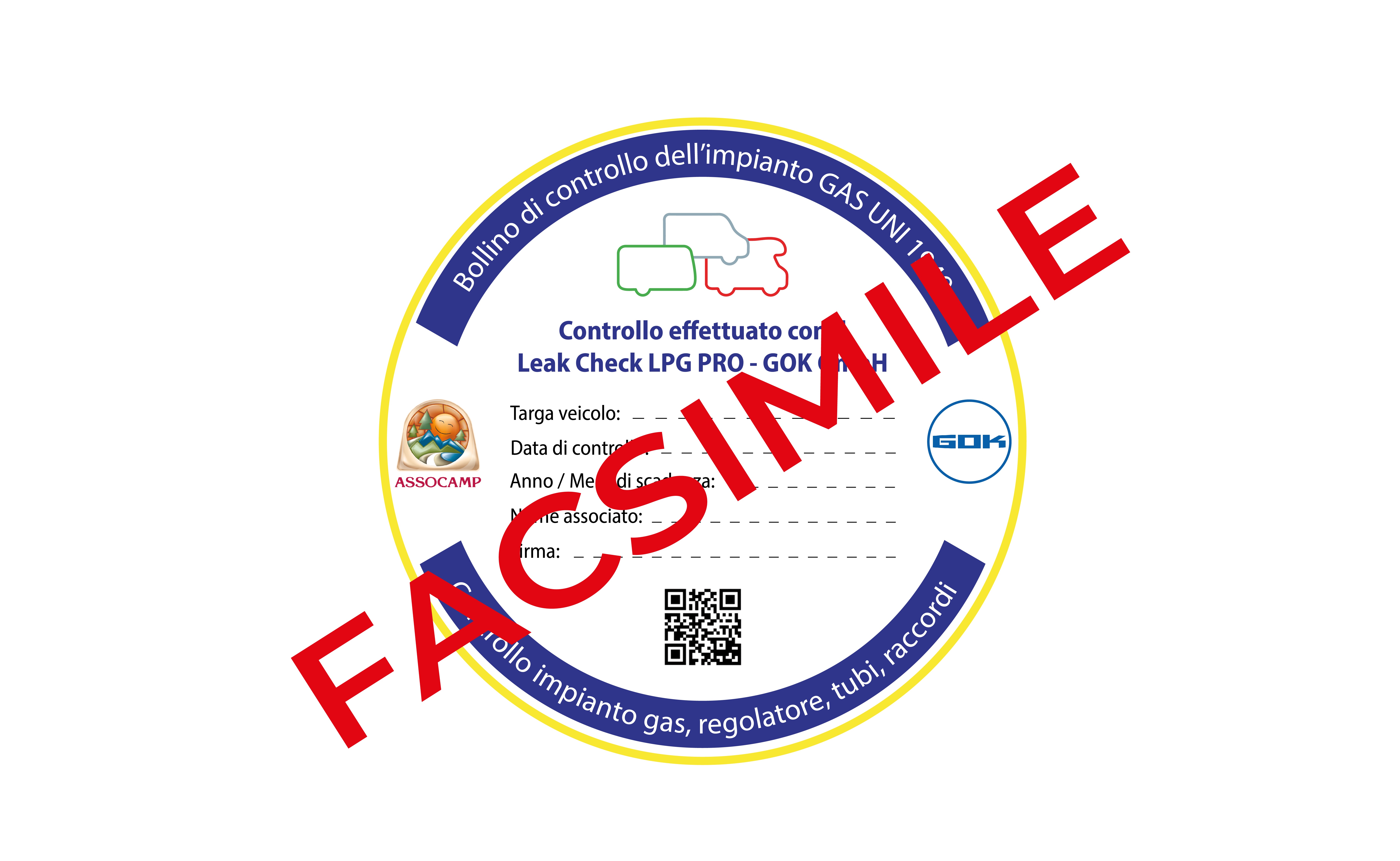 Facsimile - Bollino controllo impianto gas